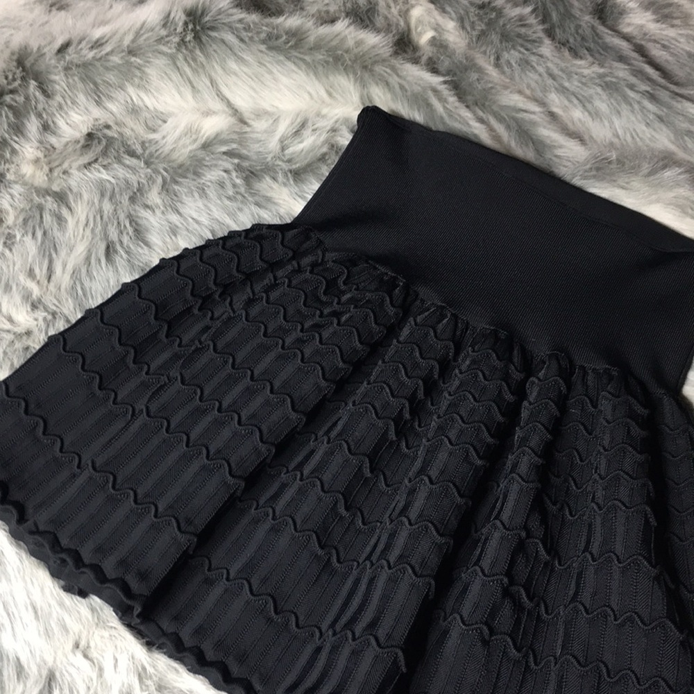 BCBGMAXAZRIA Black Label Ruffled Pleated Skirt